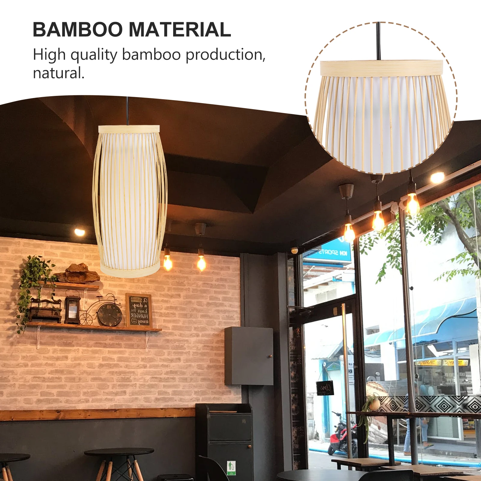 

Bamboo Pendant Lamp Woven Ch Durable Lighting Fixture Ideal for Tearoom Restaurant Party Home Warm Atmosphere Long Use