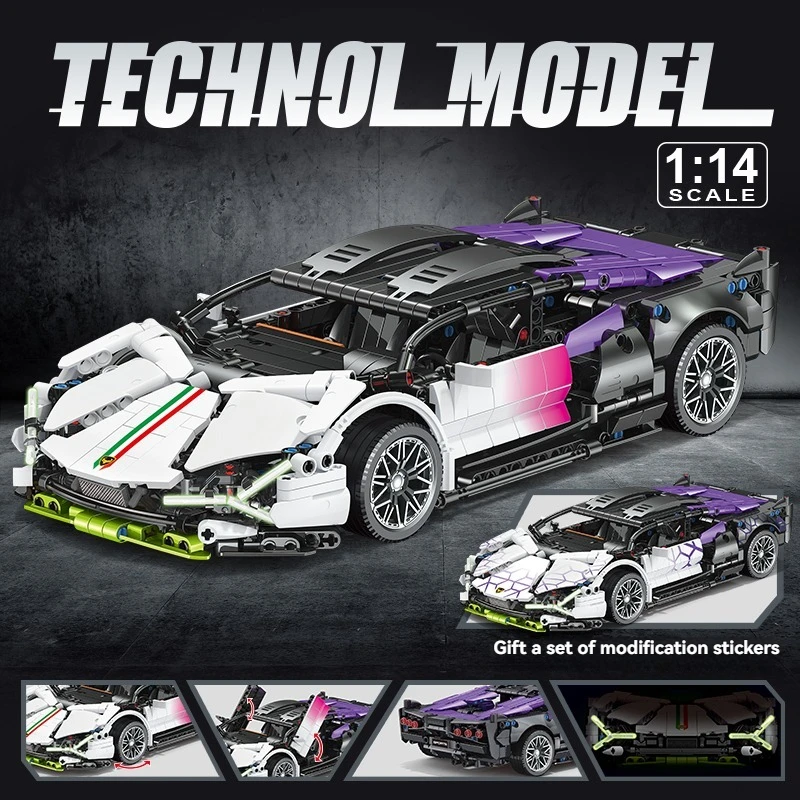 MOC テクニカル 1:14 ビルディングブロック車シティスピードカー高級自動車レーシング車両スーパーレーサーレンガのおもちゃ子供のためのギフト