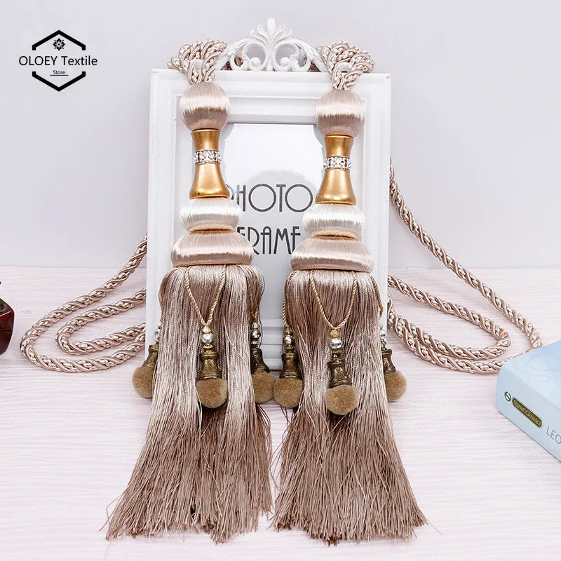 

2 Pcs European Curtain Hanging Ball Rope Curtain Tiebacks Hanging Tassel Bandages Brushes Curtain Accessories