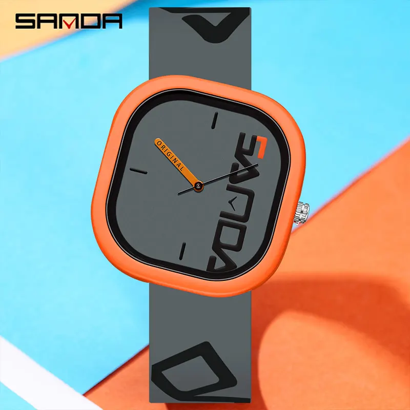 SANDA Quartz Watch For Man Luxury Sport Waterproof Clock Simple Design Men's Wristwatch Silicone Strap Watches Mens Reloj Hombre