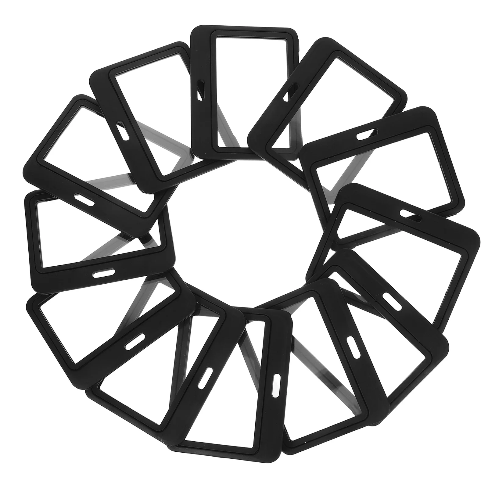 

12Pcs Double Sided Horizontal Badge Protector Transparent Plastic Id Card Holder Flip Cover Work School Office