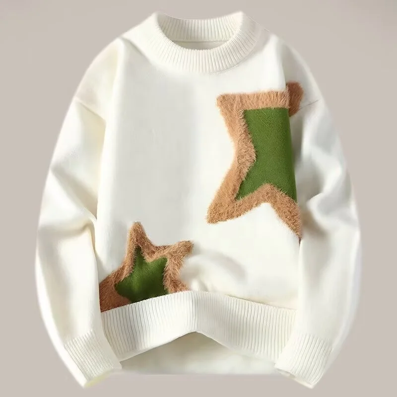 Autumn Winter New Youth Niche Design Sense Sweater Mens Casual Thermal Knitwear Trendy Couple Base Layer Knitted Top