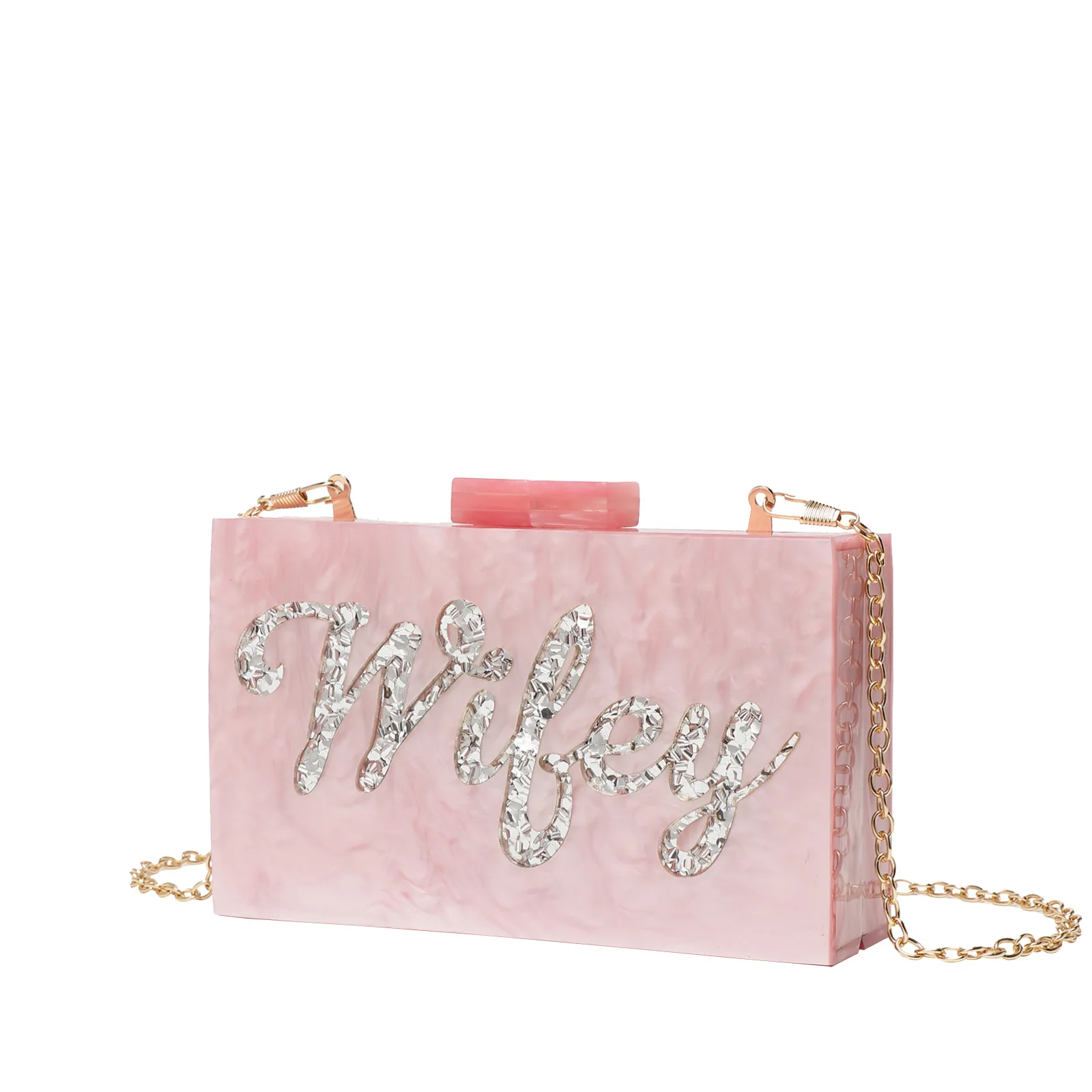 2023 Neue Damen-Clutch mit englischem Alphabet-Motiv, Acryl-Abendtasche mit Kette – Detail 4
