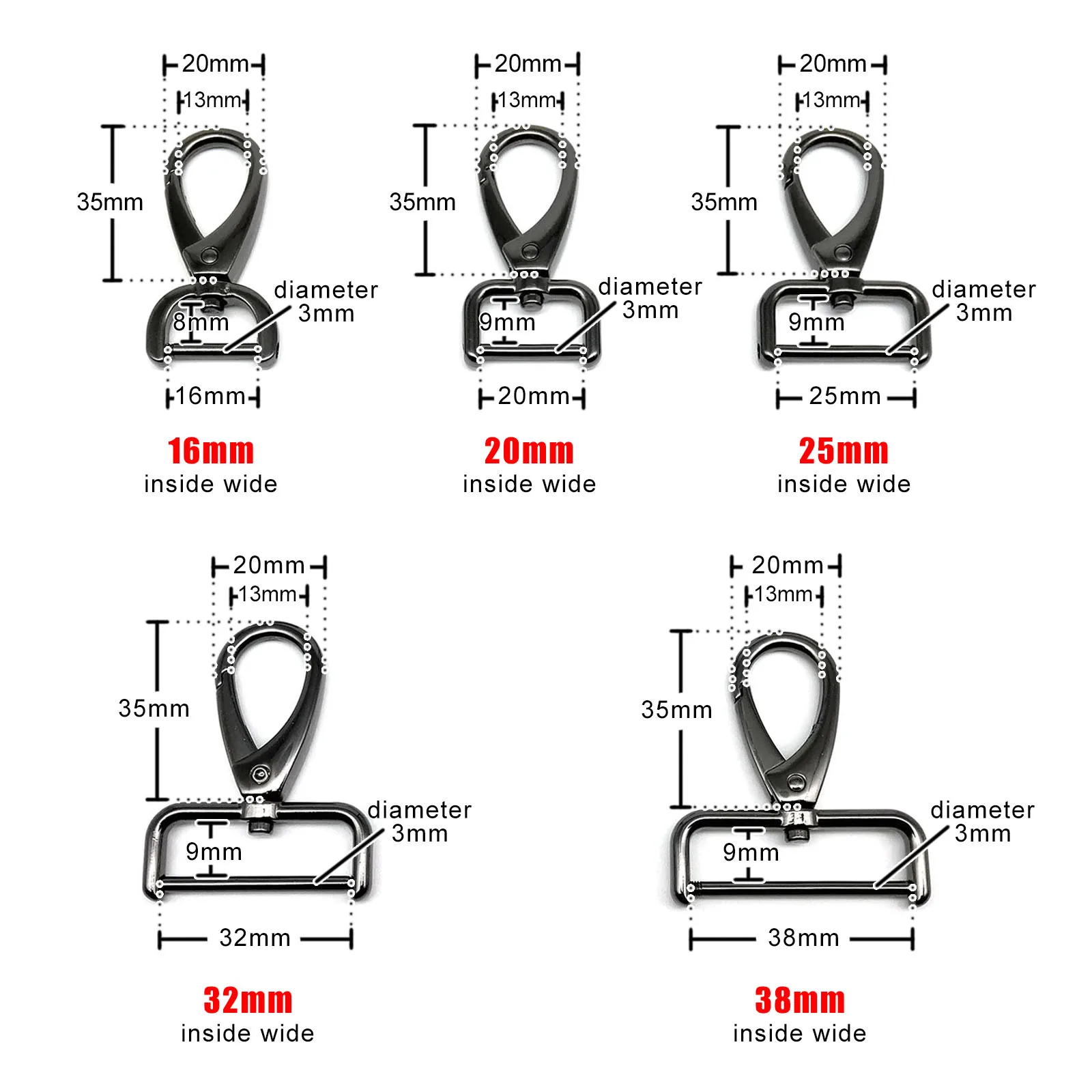 HZYUEGOU Abnehmbarer, Öffnbarer, Drehbarer Lederriemen für Taschen, Handtaschen, Schultergurte, Schlüsselanhänger, Verschluss, Schnalle, Hundekettenhalsband, Schnellverschluss – Detail 1