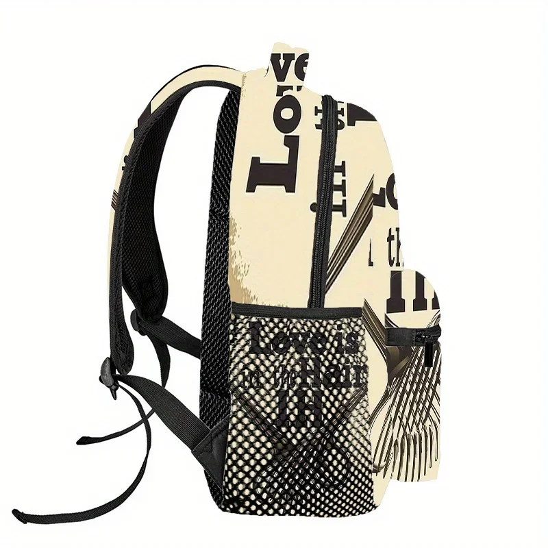 Custom Bag Customizable Barber Salon Hairdresser Love (3) Backpack - Lightweight Durable Travel Backpack With Barber Tools Print