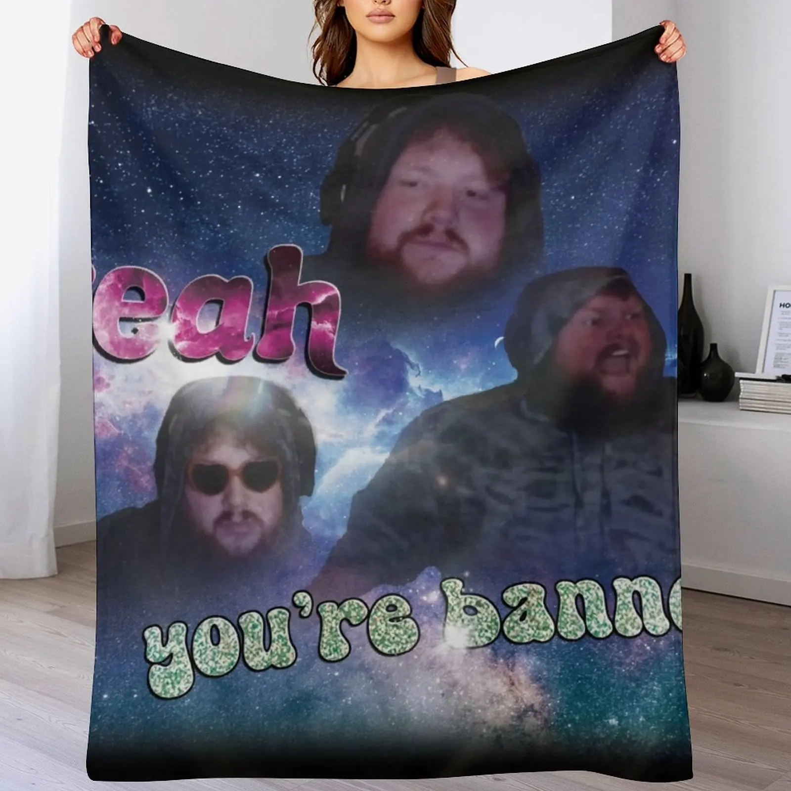 

Caseoh banned me and all I got was this shirt Throw Blanket Large Giant Sofa Decorative Sofas Soft Plush Plaid Blankets