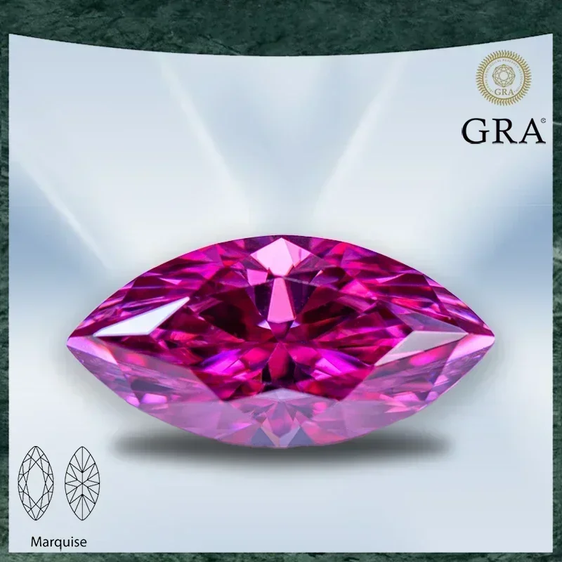 

Moissanite Stone Marquise Cut Pink Color VVS1 with GRA Certificate for Gemstone Charms Advanced Jewelry Making Materials