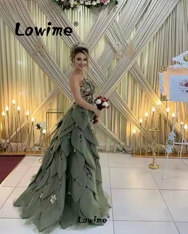 Green Prom Dress 2024 Beaded Engagement Wedding Party Dress Robe De Soiree Aso Ebi Arabic 2 In 1 Formal Evening Gowns Customized