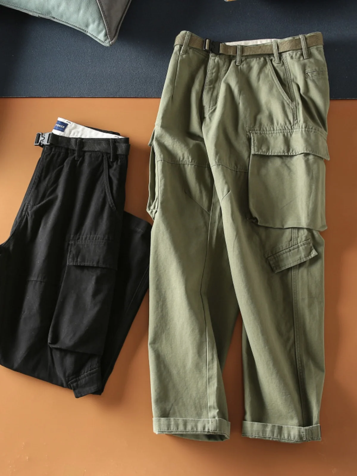 

Autumn Winter New Sle Heavyweight Ameika Casual Loose Cuffed Multi ket Men's Workwear Long Pants Tee Dimensional