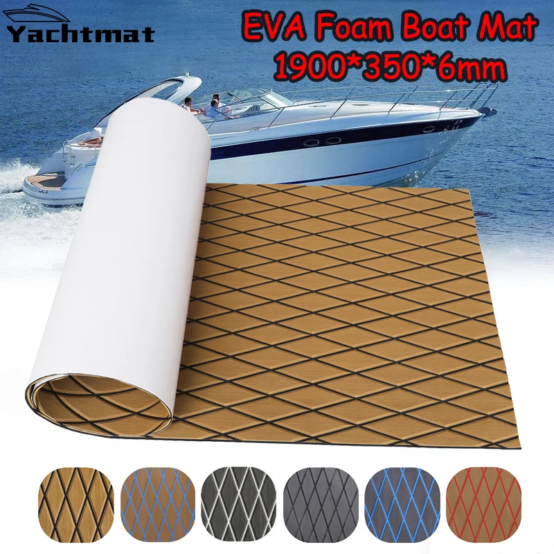 

1900*350*6mm Eva Foam Faux Teak Mat Marine Boat Flooring Decking Sheet Non-slip Self Adhesive Pad Accessories