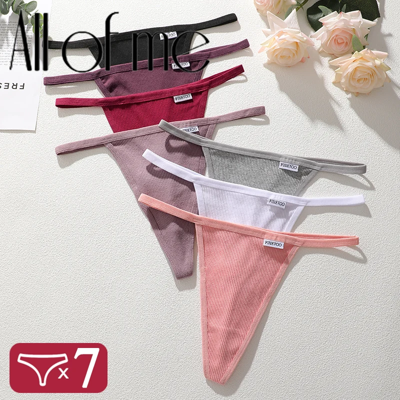 7PCS/Set Sexy G-string S-XL Cotton Girls Panties Women's Pantys Female Underpants Ladies Thong FINETOO Lingerie Bikini Underwear
