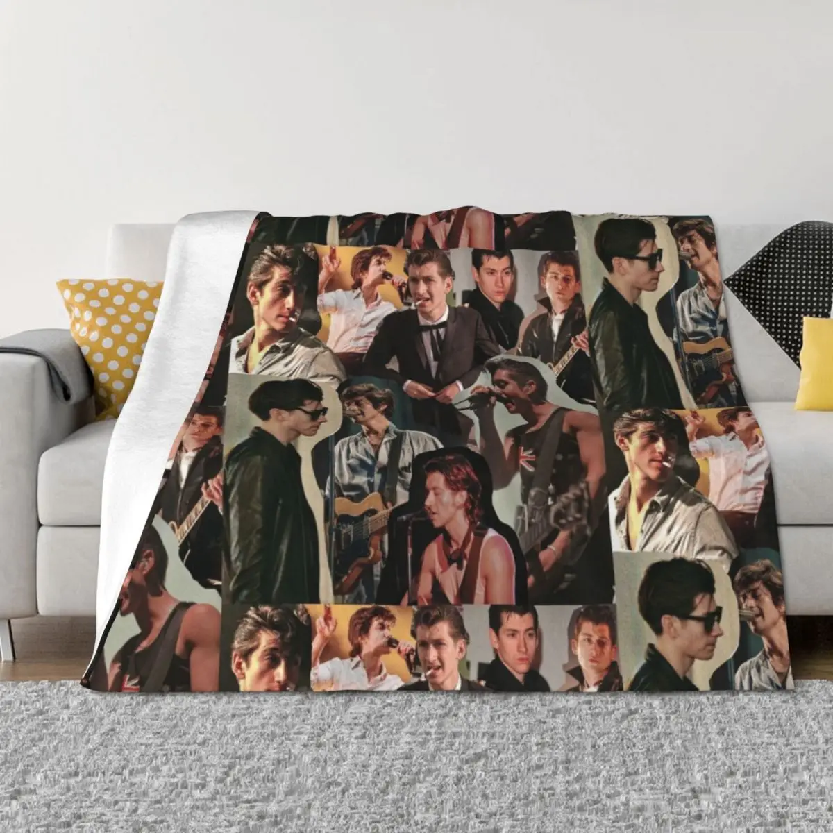 

Alex Turner Arctic Monkeys Collage Throw Blanket Cute Retros Plaid Blankets