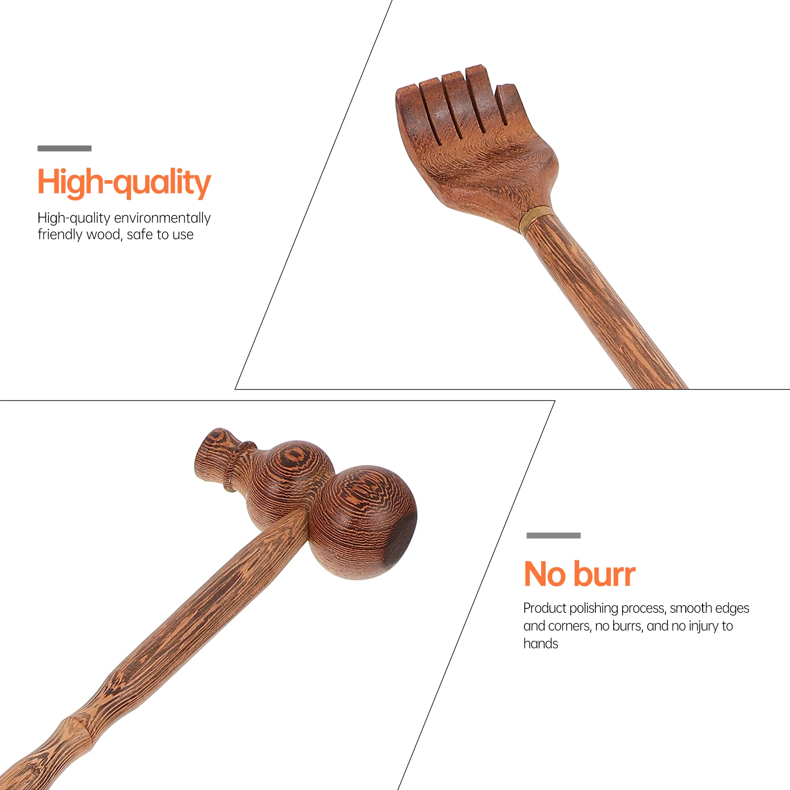 

Wooden Massage Hammer Knocking Pat Tool Handheld Body Massager Back Brown Shoulder for
