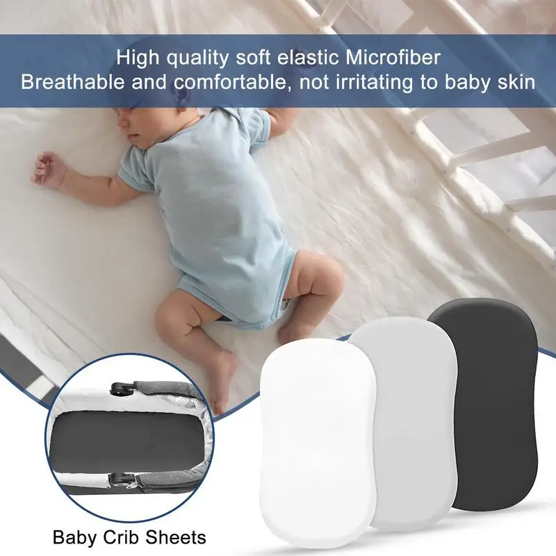 Colchão Stretchy Microfiber Crib, Lençóis de bebê, Cama respirável para meninas e meninos, 3 pcs