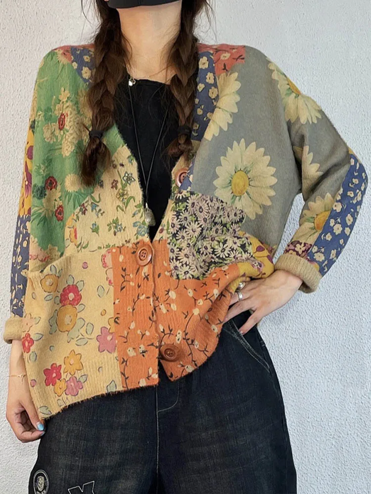 Max LuLu 2022 Cardigan allentati vintage Autunno Nuove donne Fiori Casual eleganti maglioni Maglieria da donna Harajuku Abiti lavorati a maglia