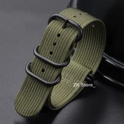 Quality Ribbed Watch Band Black Ring Buckle Nylon Striped Strap for Omega Military Weave Sport Bracelet Belt 18mm 20mm 22mm 24mm