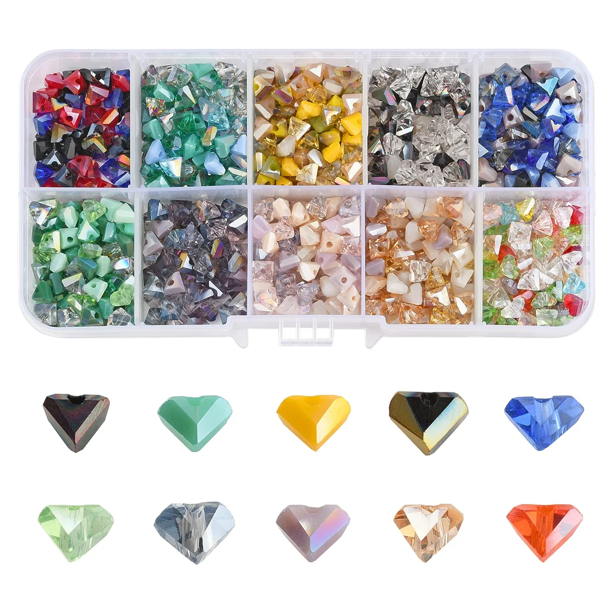 

About 1000 Pcs 10 Colors Electroplate Glass Beads, Triangle Beads for Bracelet Earring DIY Jewelry Making