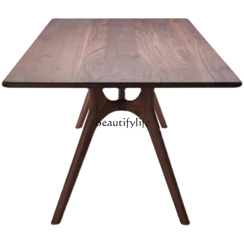 

New Chinese Rectangular Nordic Dining Table North American Black Walnut Solid Wood Dining Table