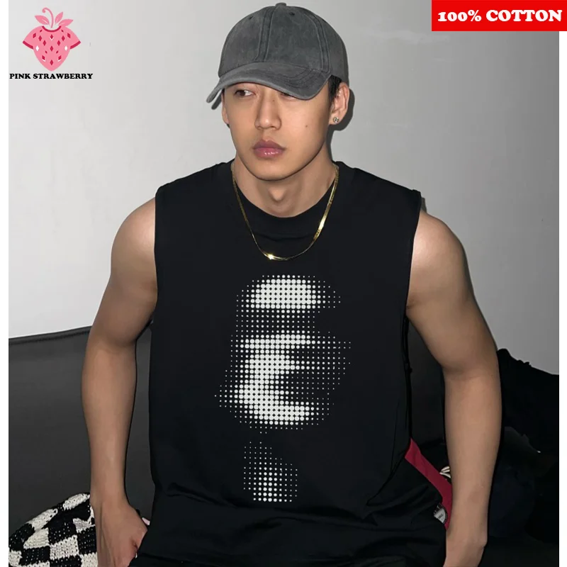 

American Abstract face Vest Men Summer 2025 New Sport Sleeveless T-shirt Fitness Swimm Run Vest Quick Dry Y2k Top men clothing
