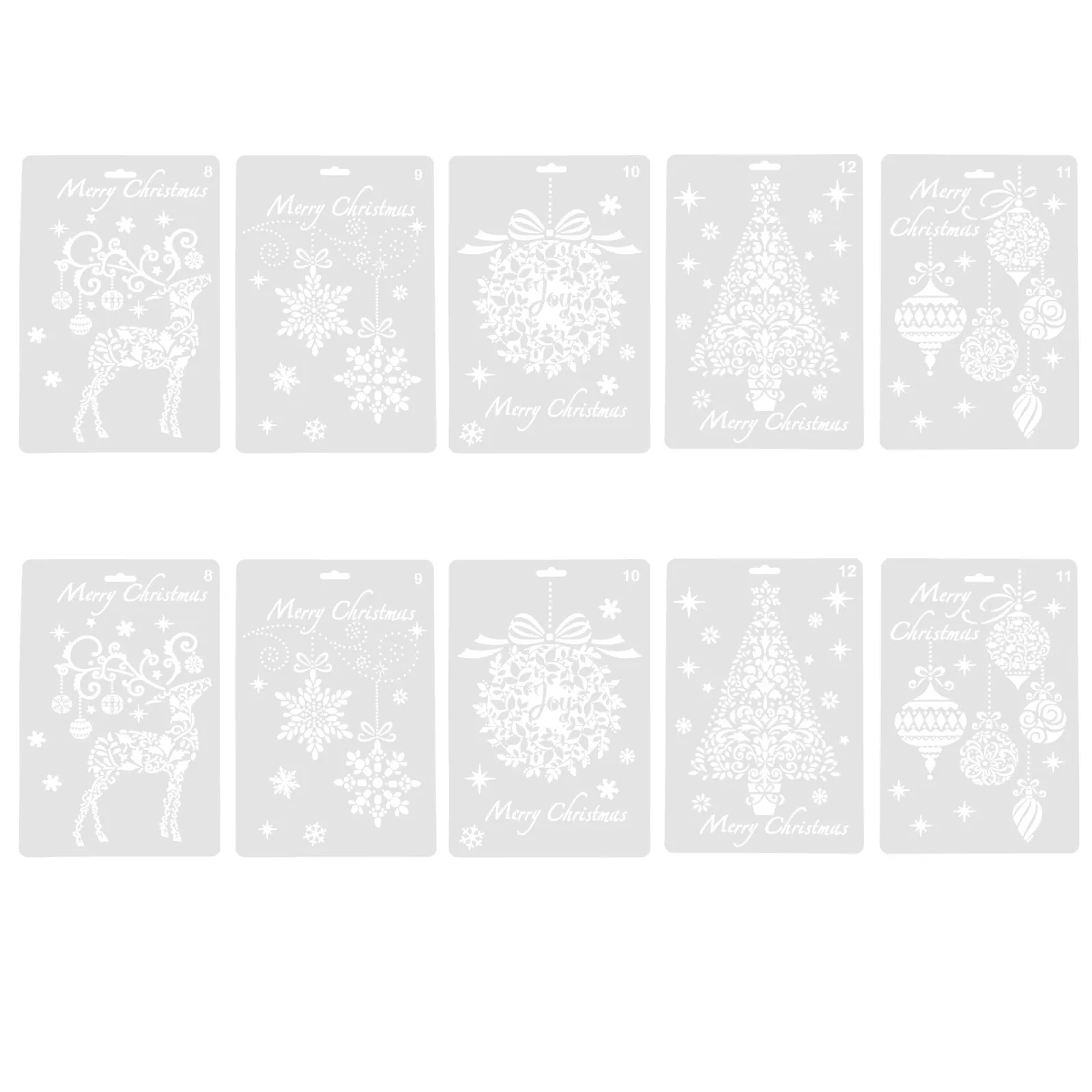 10Pcs Drawing Templates Plastic Christmas Stencils Safe Reusable for DIY Greeting Cards Photo Albums Decor Art Projects