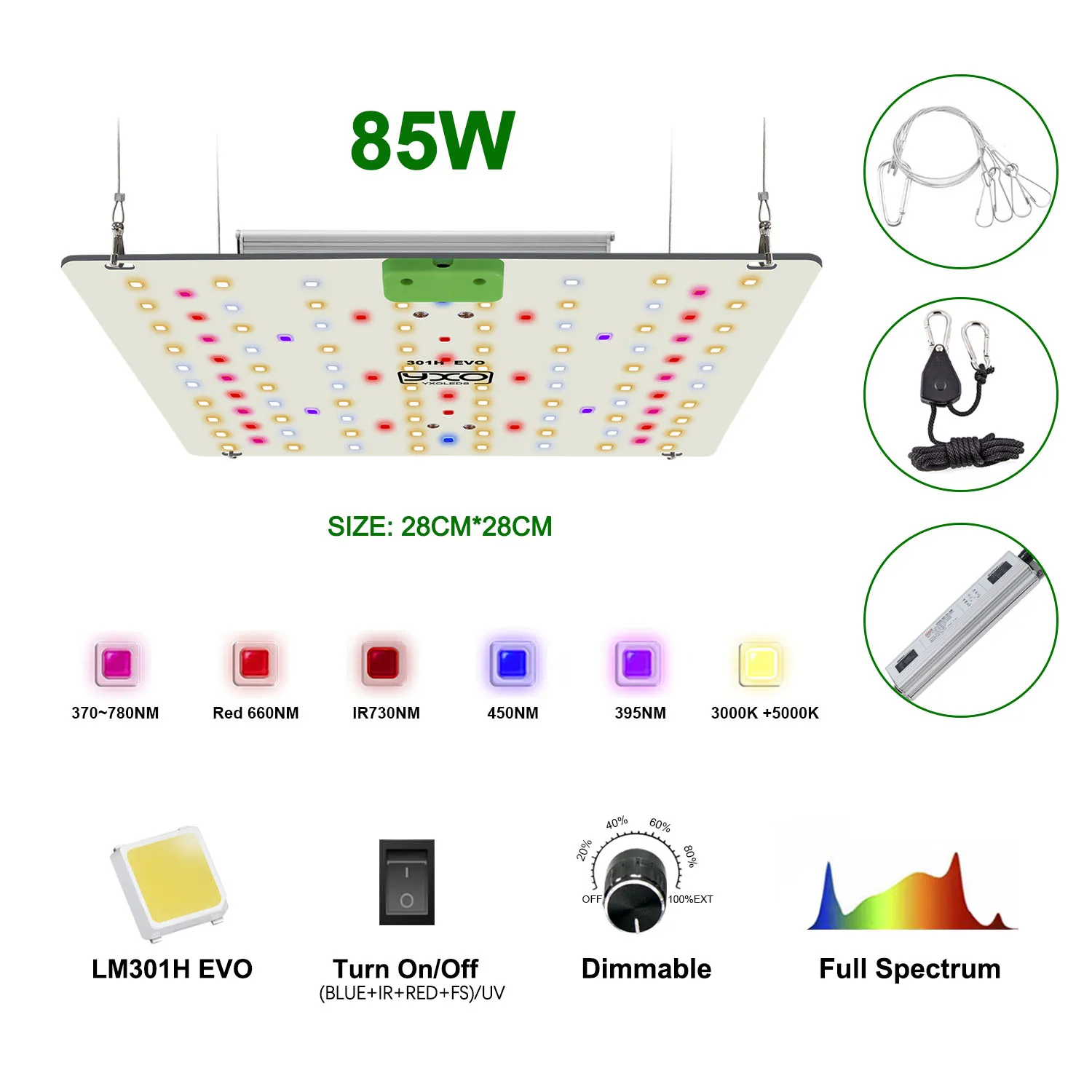 Vollspektrum LED-Wachstumslampe 85W LM301H EVO Quantum Grow Lamp Quantum Board für Indoor-Hydrokultur-Pflanzen