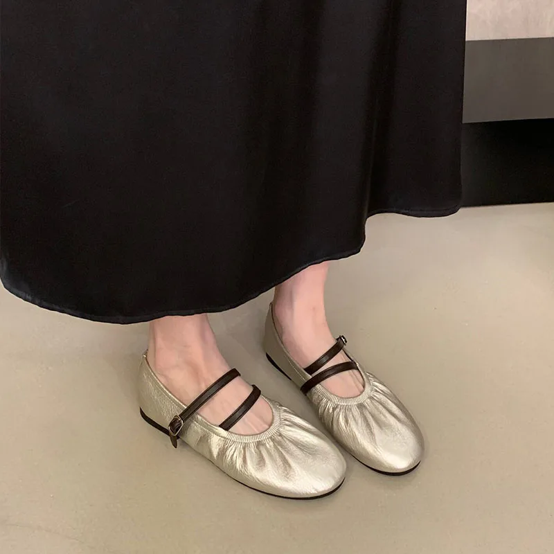 Modische Schnallenriemen-Damen-Mary-Jane-Schuhe, Lolita-Schuhe, Weiche Elegante Damen-Flats mit Runder Zehenpartie, Neue Damenschuhe – Detail 2