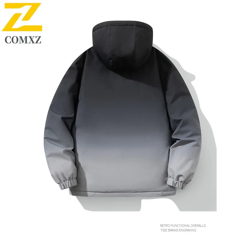 COMXZ Men Down Jacket Casual Hooded Outdoor Mountaineering Windproof Warm Parka Hiking Travel Comfort Lightweight Winter Coat