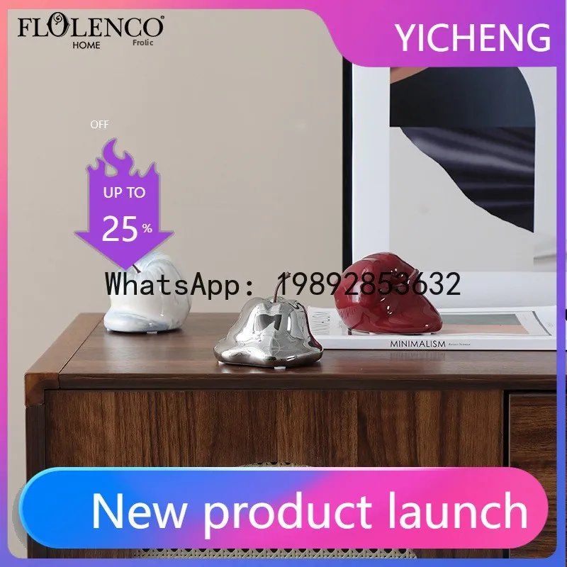 

HYS Abstract Fun Apple Ceramic Ornament Living Room Dining Side Cabinet Creative Home Niche Soft Decoration