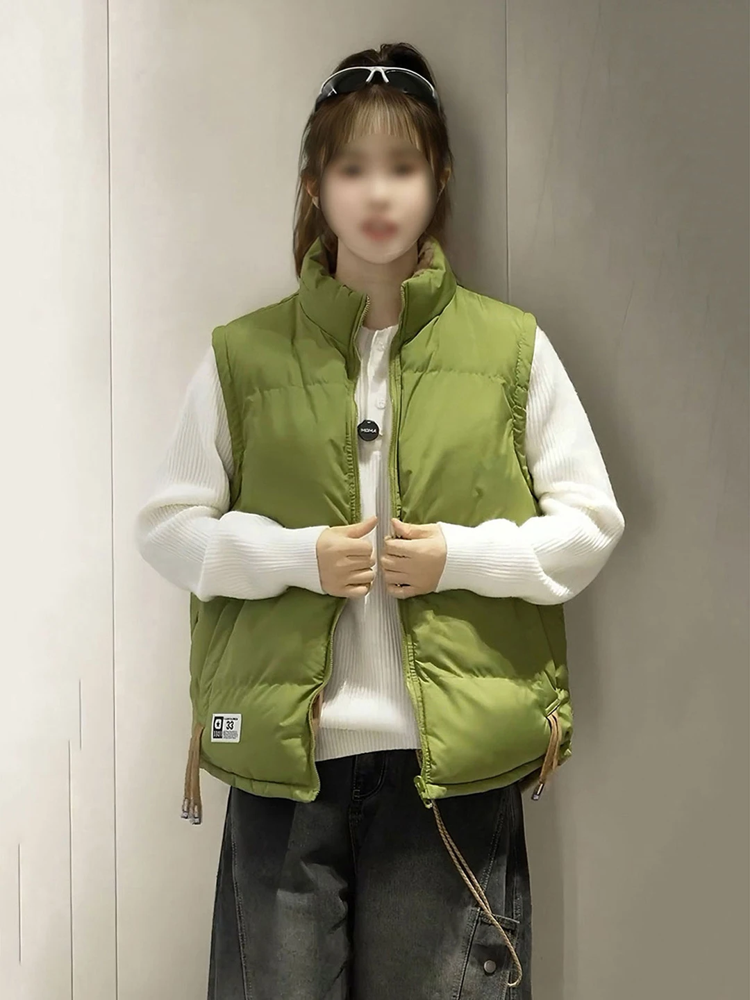 

Double-Sided Wearable ex down Vest Fanny Pa Warmth Retention Outerwear Jaet Polyester Fiber White Du down Filling