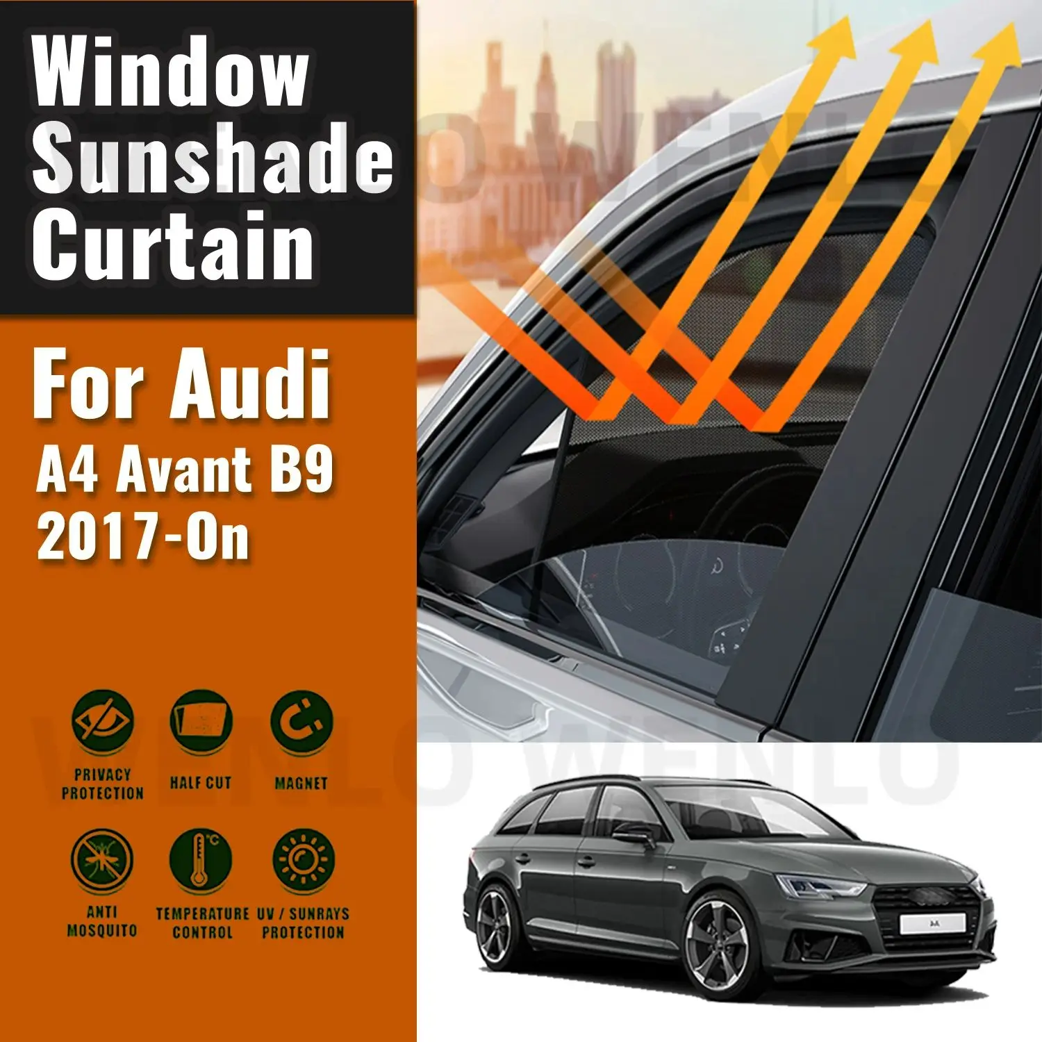 

For Audi A4 B9 Avant 2017-2023 Car Sun Visor Accessories Window Windshield Cover Sunshade Curtain Mesh Shade Blind Custom