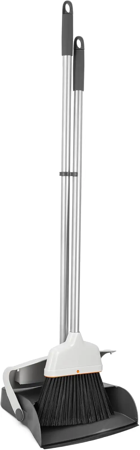 

Набор для уборки: тонкая вертикальная метла и совок, серый, 38x4x13 дюймов, эффективный инструмент для уборки