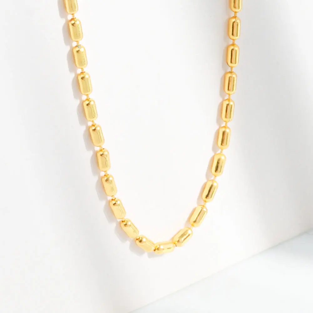

QMCOCO Korean Silver Color Fashion Chic Simple Necklace Long Round Bead Sweater Chain Hip-Hop For Men And Women Party Gifts