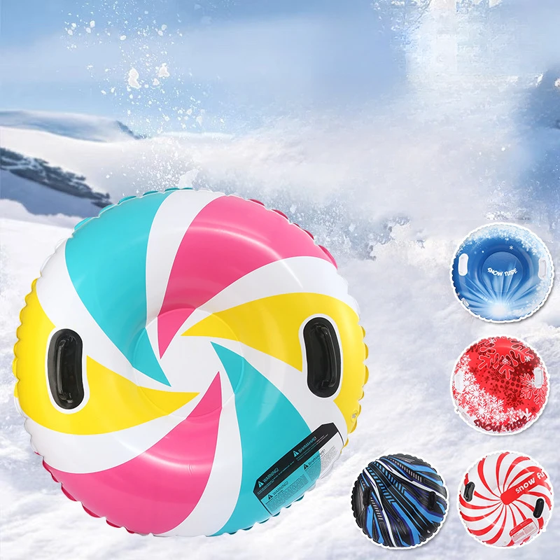 

1Pc 80cm Snow Sledge Thickened PVC Outdoor Round Inflatable Ski Ring Children Winter Skiing Tubing Snow Tube with Handle