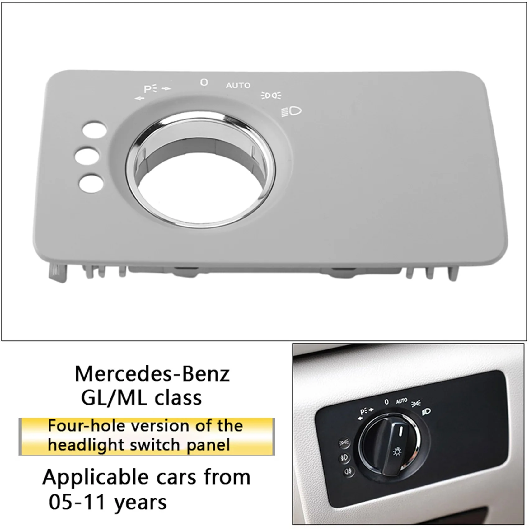 Car Headlight Switch Adjustment Panel Cover for Mercedes-Benz W251R Class R300 R350 R400 R500 2005-2017 3 Holes