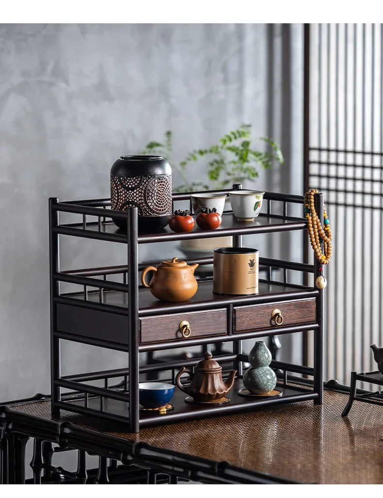 Bogu Rack Solid Wood Chinese Tea Leaf Cup Rack Tea Set Storage Tea Table Teapot Storage Rack
