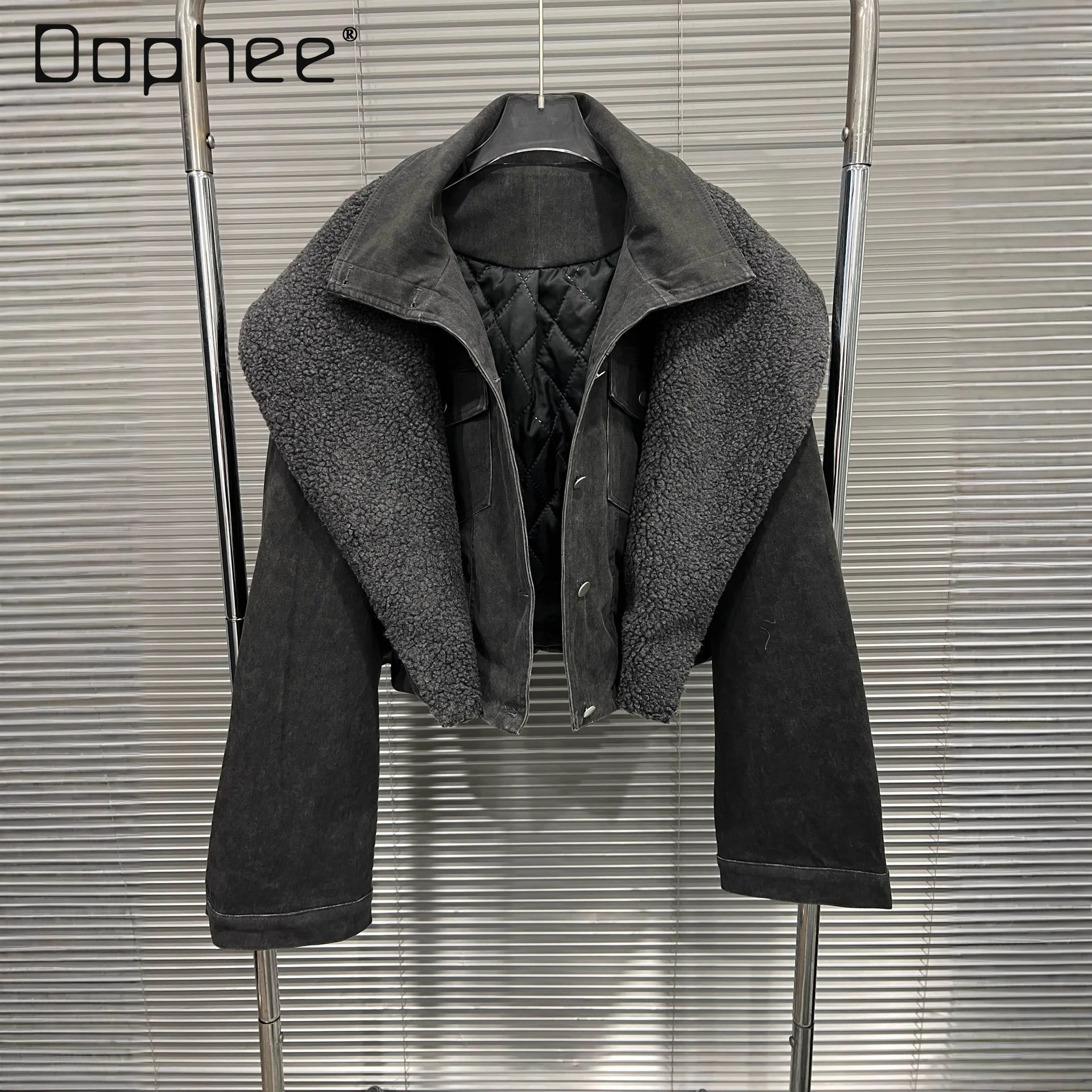 2025 Autumn Winter New American Retro Hot Girl Loose Slimming Versatile Patchwork Long Sleeve Jacket for Women Trendy Punk Coats