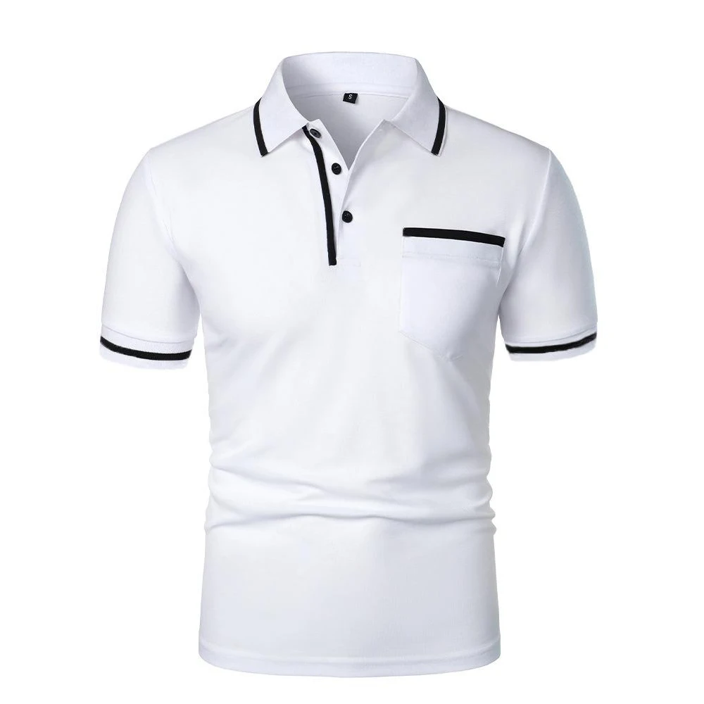 Men'S Summer New Fashionable Short Sleeved Polo Shirt, Loose Casual Pocket Polo Shirt, Breathable Male Tops