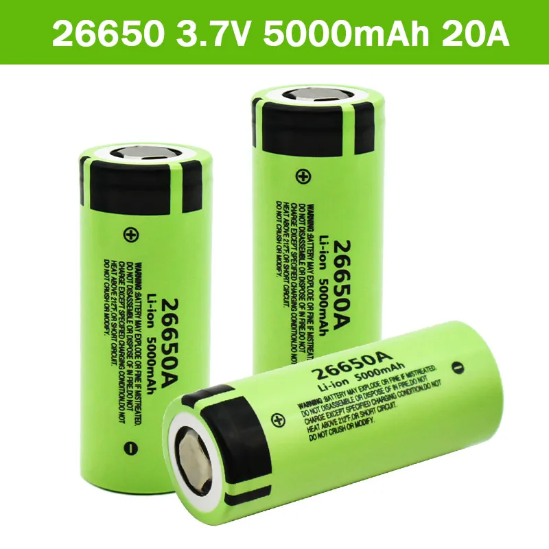 100% neue Original hohe qualität 26650 batterie 5000mAh 3,7 V 50A lithium-ionen akku für 26650A LED taschenlampe + ladegerät