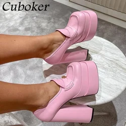 2022 Brand Designer Super High Heels Women Leather Pumps Platform Square Toe  Runway Party Shoes Women Heels Party Shoes Women