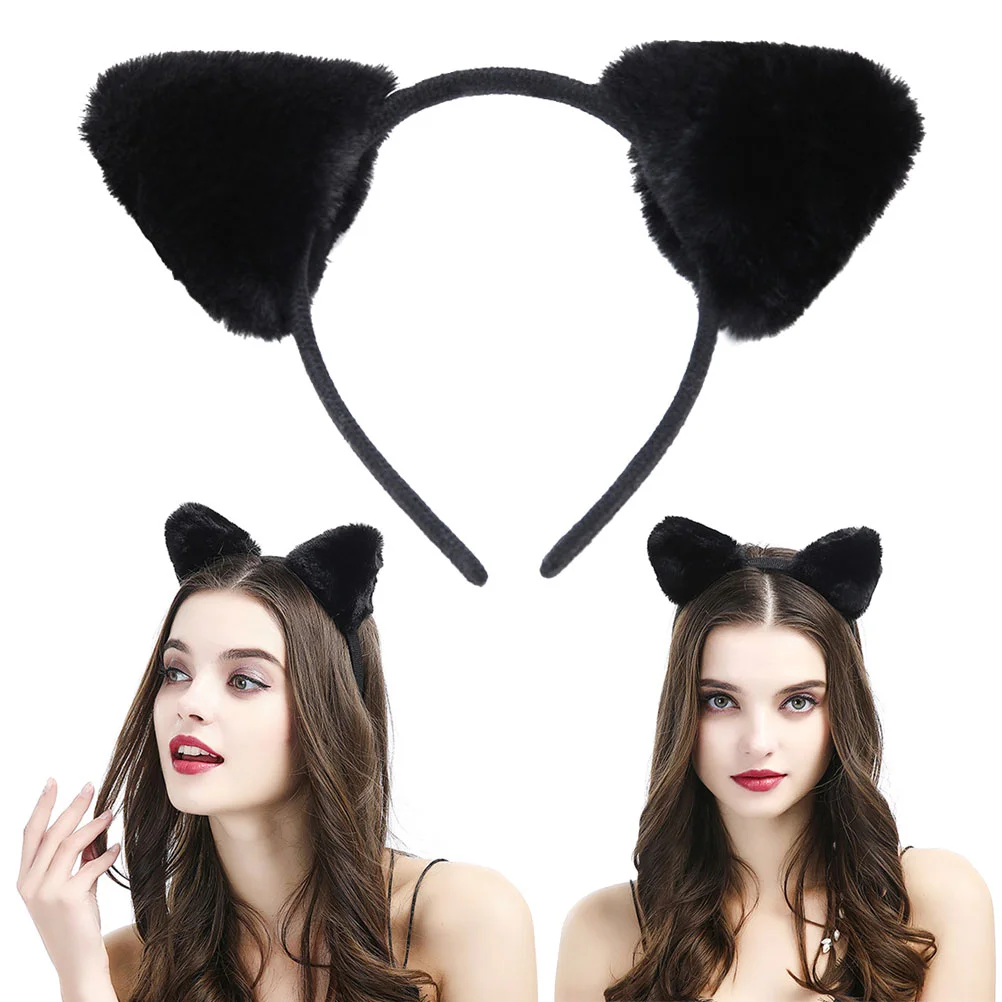 

2 Pcs Evening Events Hair Band Headband Black Hairbands Ears Cat Harajuku Style Sequin Girl