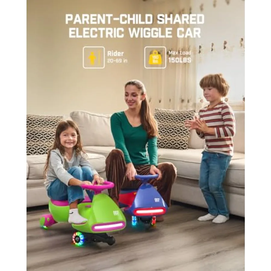 Pro Electric Wiggle Car, Rechargeable Battery, CyberWiggle, 2 in 1 Swing Car, 2 Speeds Max 4 Mph, Anti-Rollover, Flashing Wheels