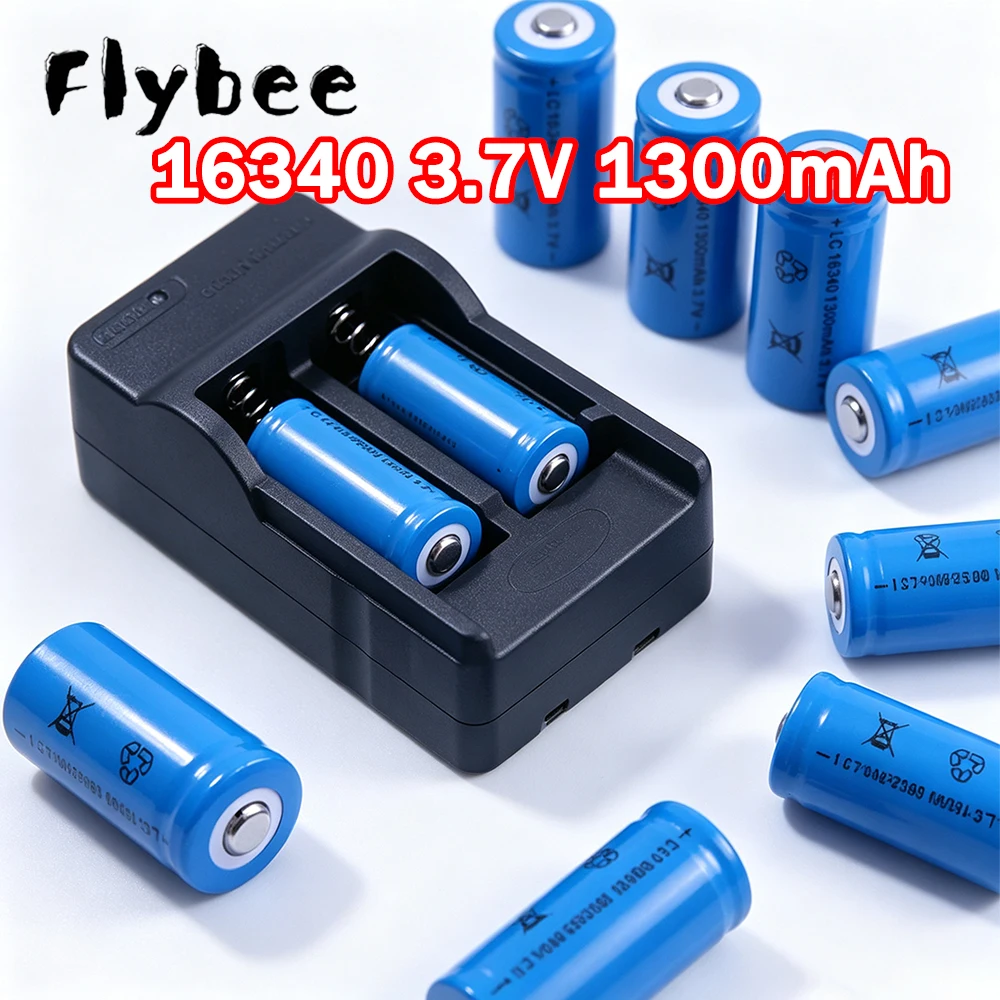 High-Capacity 1300mAh Rechargeable Li-ion Battery｜3.7V 16340 CR123A Replacement for LED Flashlight