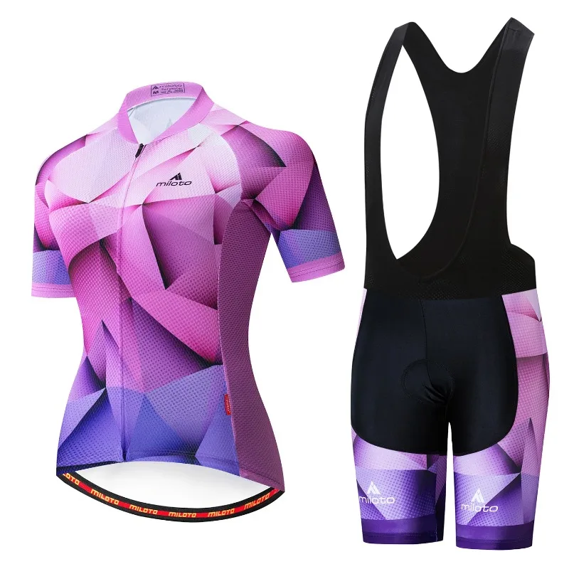 MILOTO Women Pro Team Bike Summer Cycling Jersey Set Clothes Bicycle Clothing Breathable Cycling Set Maillot Ropa Ciclismo