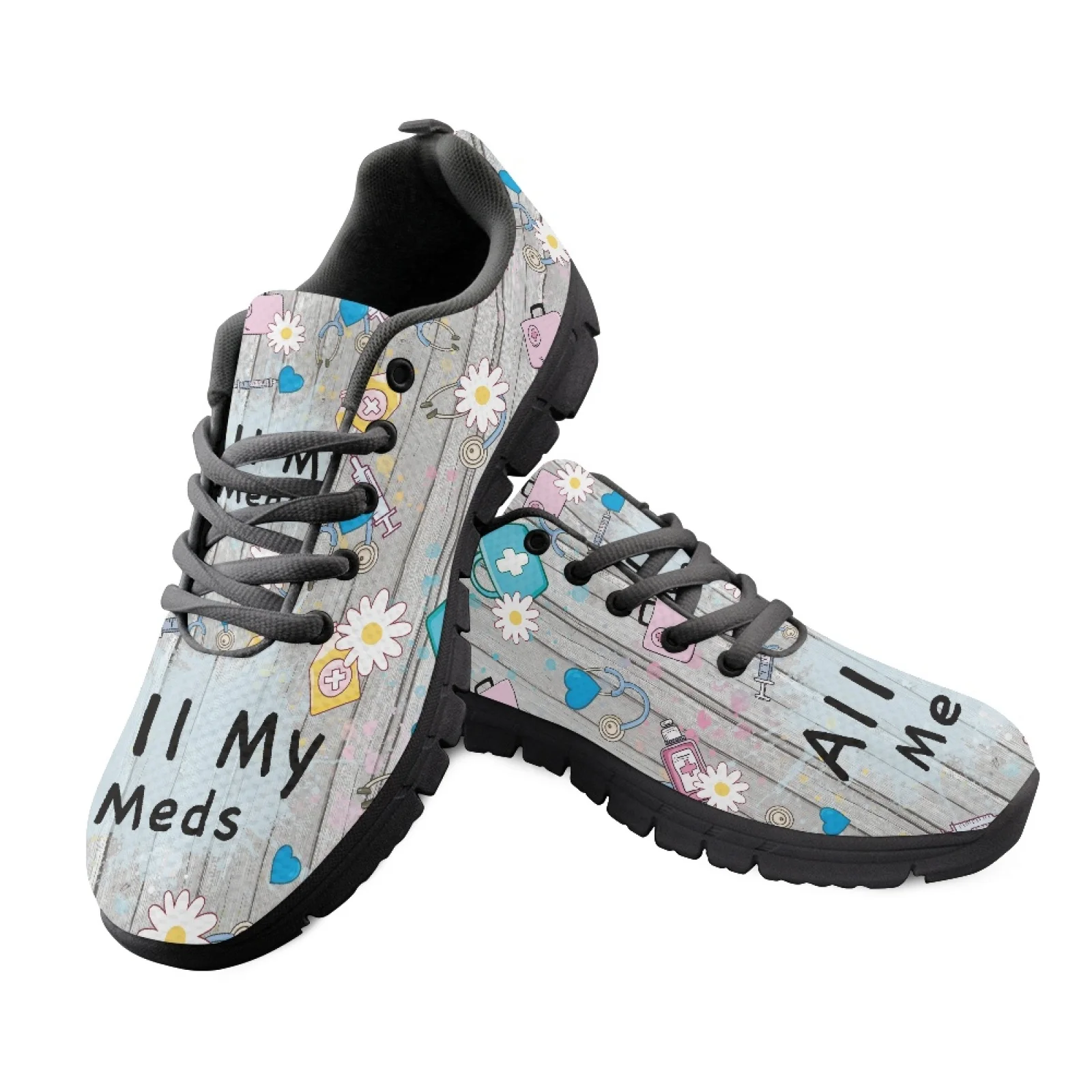 Coloranimal Medical Daisy Mens Fitness Sneakers for Walking and Standing All-Match Running Sport Sneaker for Driving
