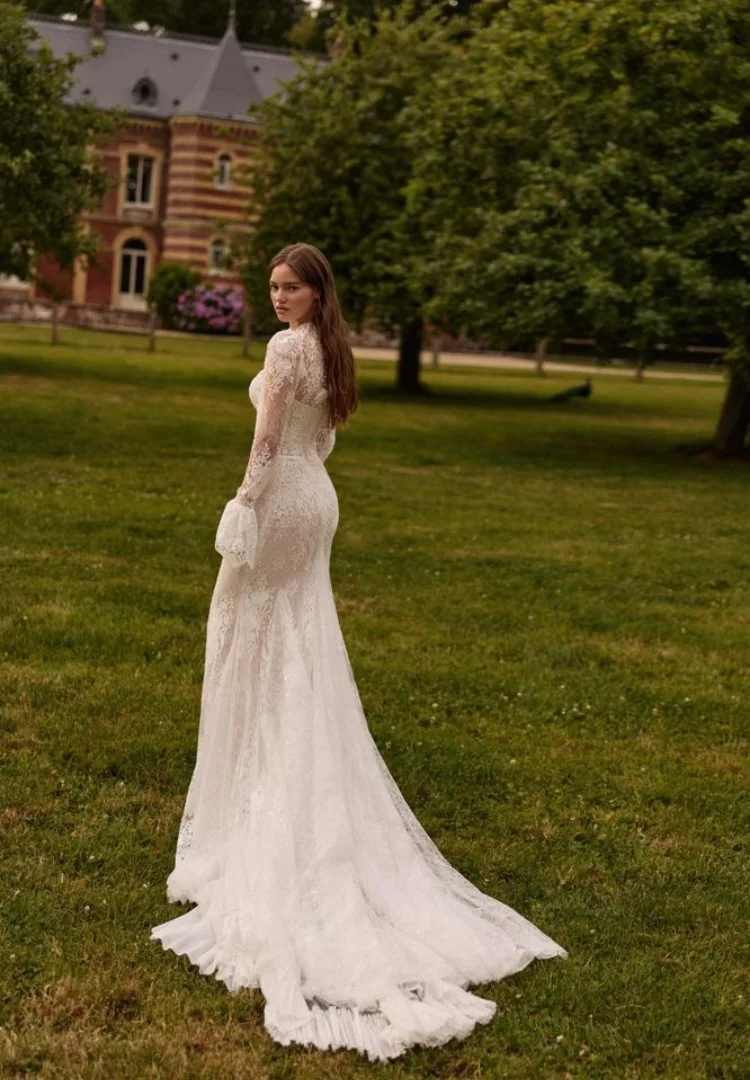 Vestidos De Novia Corte Sirena Vestido Encaje 2 En 1 Desmontable Long Sleeve Wedding Dresses Minimalista Elegant Bespoke Dress