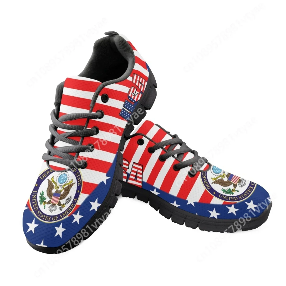 

American Independence Day Round Toe Mesh Sneakers Non-Slip Flats Casual Running Shoes for Womens Mens USA Flag Tennis Shoes Gift