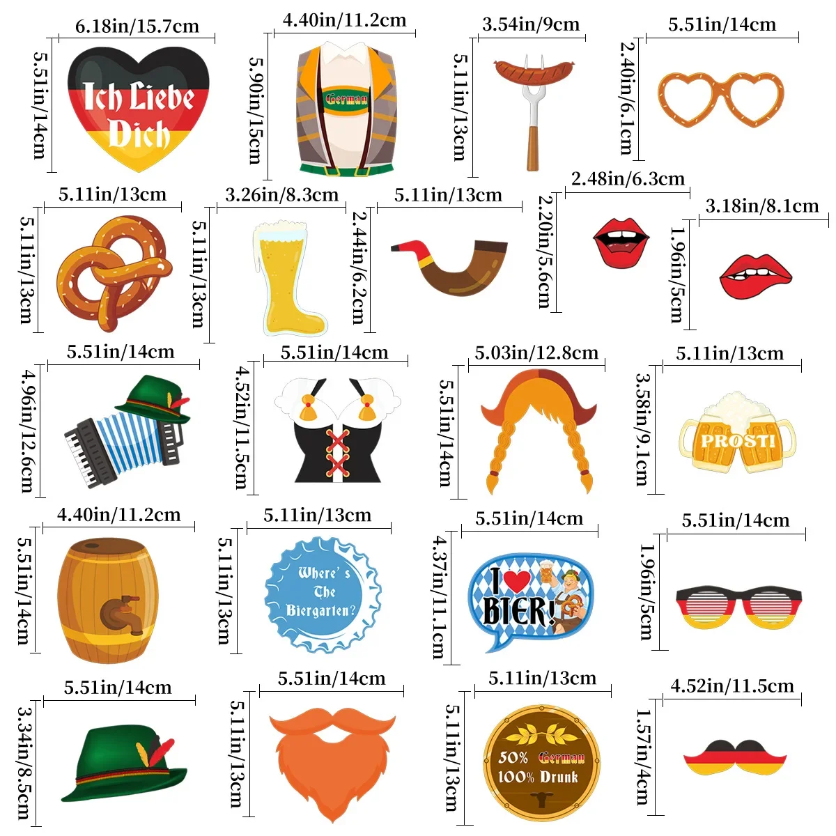 21Pcs Oktoberfest Theme Party Photo Booth Props for Bar Beer Festival Party Backdrop Decorations Birthday Party Favors Supplies