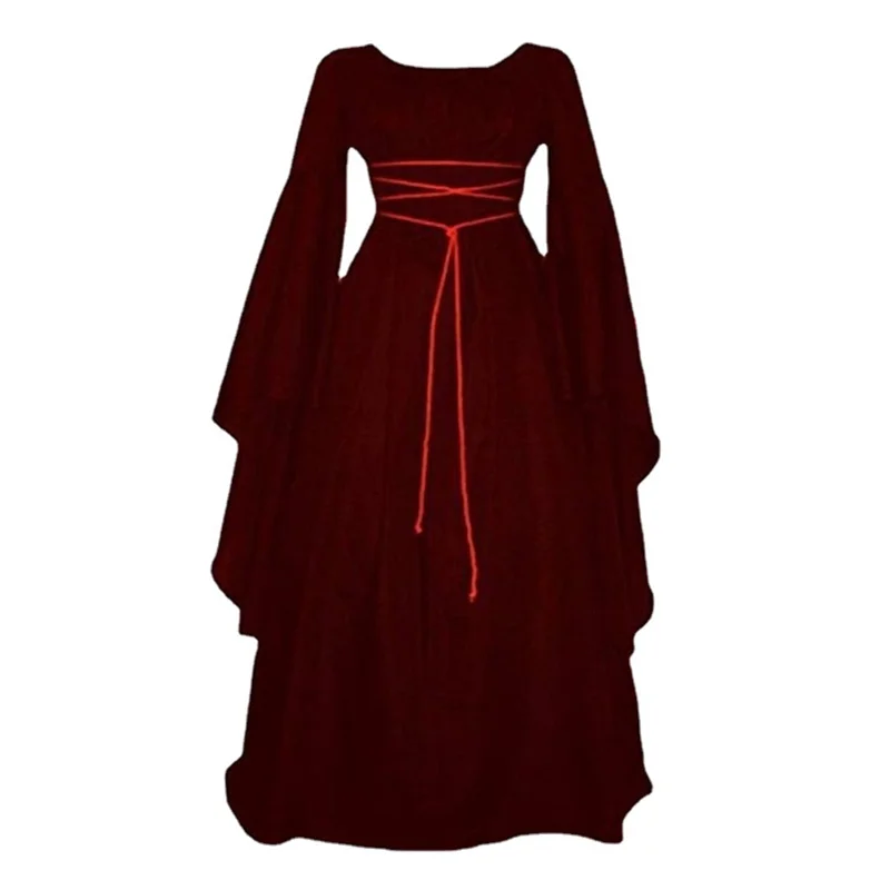 Damska Sukienka Cosplay Retro Długa Suknia Damska Moda Vintage Styl Damska Sukienka Średniowieczna Sukienka Gotycka Długa Do Podłogi
