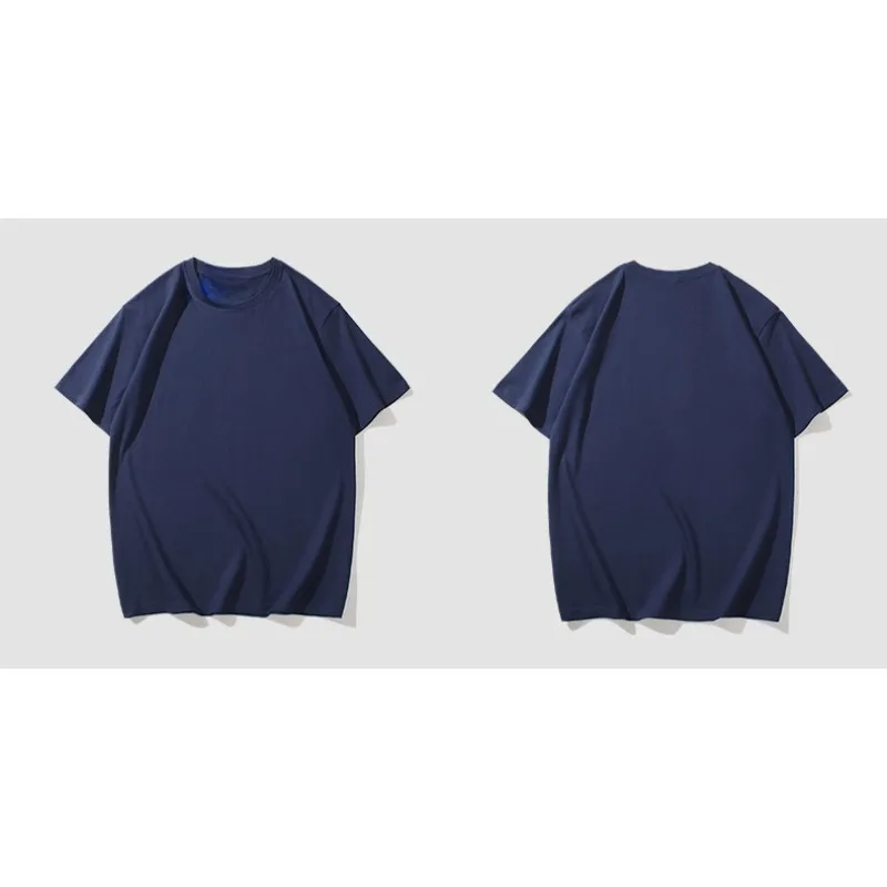 

Autumn and Winter Trendy Cotton Multi Color Round Neck Short sleeved T-shirt for Men Solid Color Interior Undercover