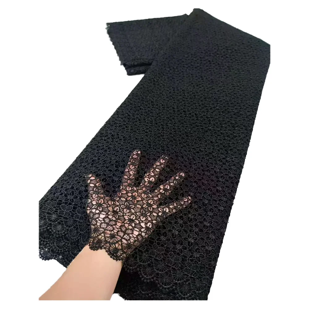 Женские высококачественные африканские водорастворимые кружевные ткани с вышивкой, вечерние платья 2025 года, горячая распродажа, тканевый сетчатый кружевной материал, 5 ярдов